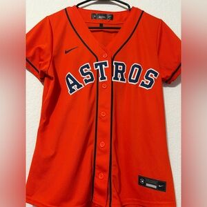 Nike Orange Astros Button-Up Jersey with Navy Trim